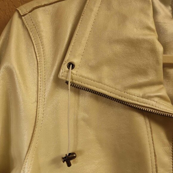 Chico's Cream-colored shimmer leather‎ jacket Medium to Large - Picture 6 of 13